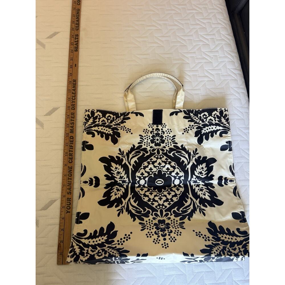 Murval Foldable City Tote Black White Damask Print Packable Travel Bag - Picture 11 of 13
